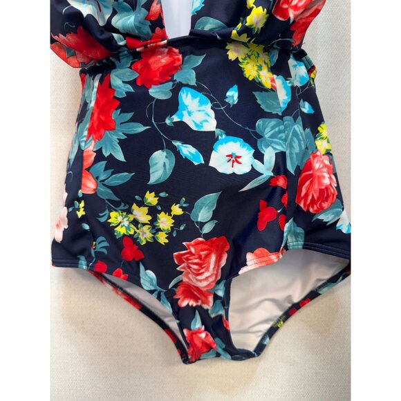COCOSHIP Women's Retro Backless One-Piece Swimsuit Stretch Size M Multi Floral - Picture 9 of 9